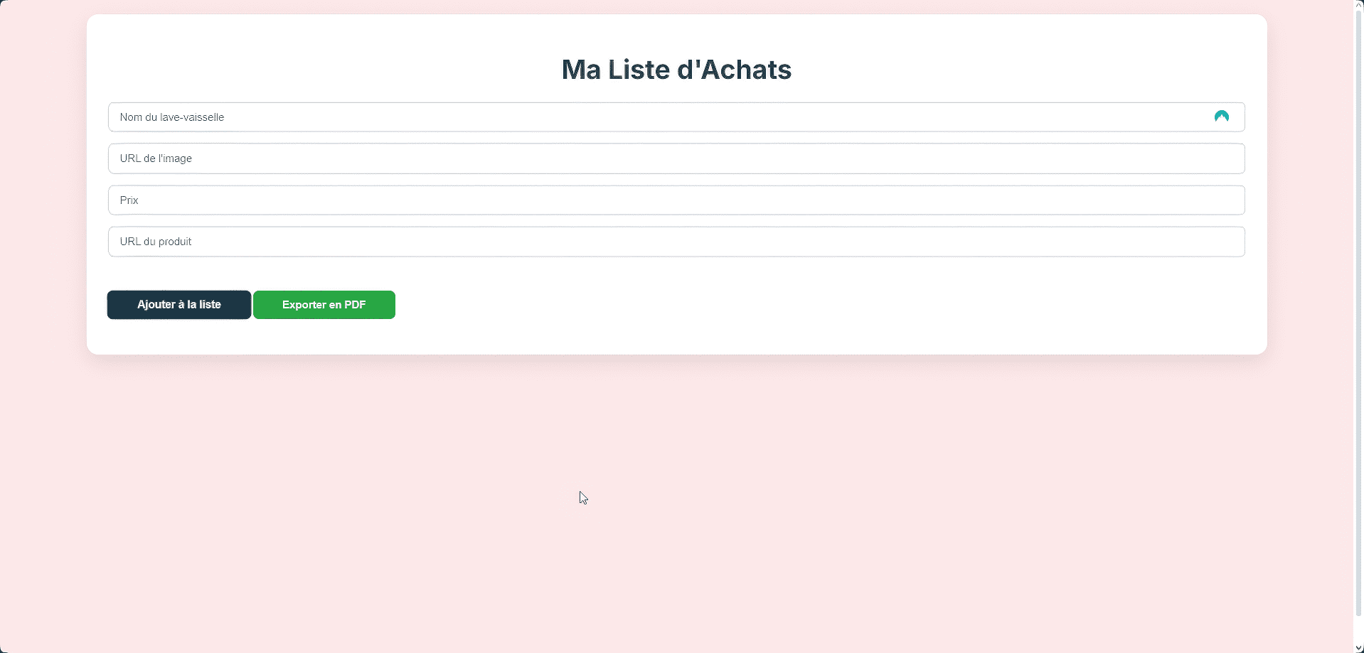 Shopping List - Homepage