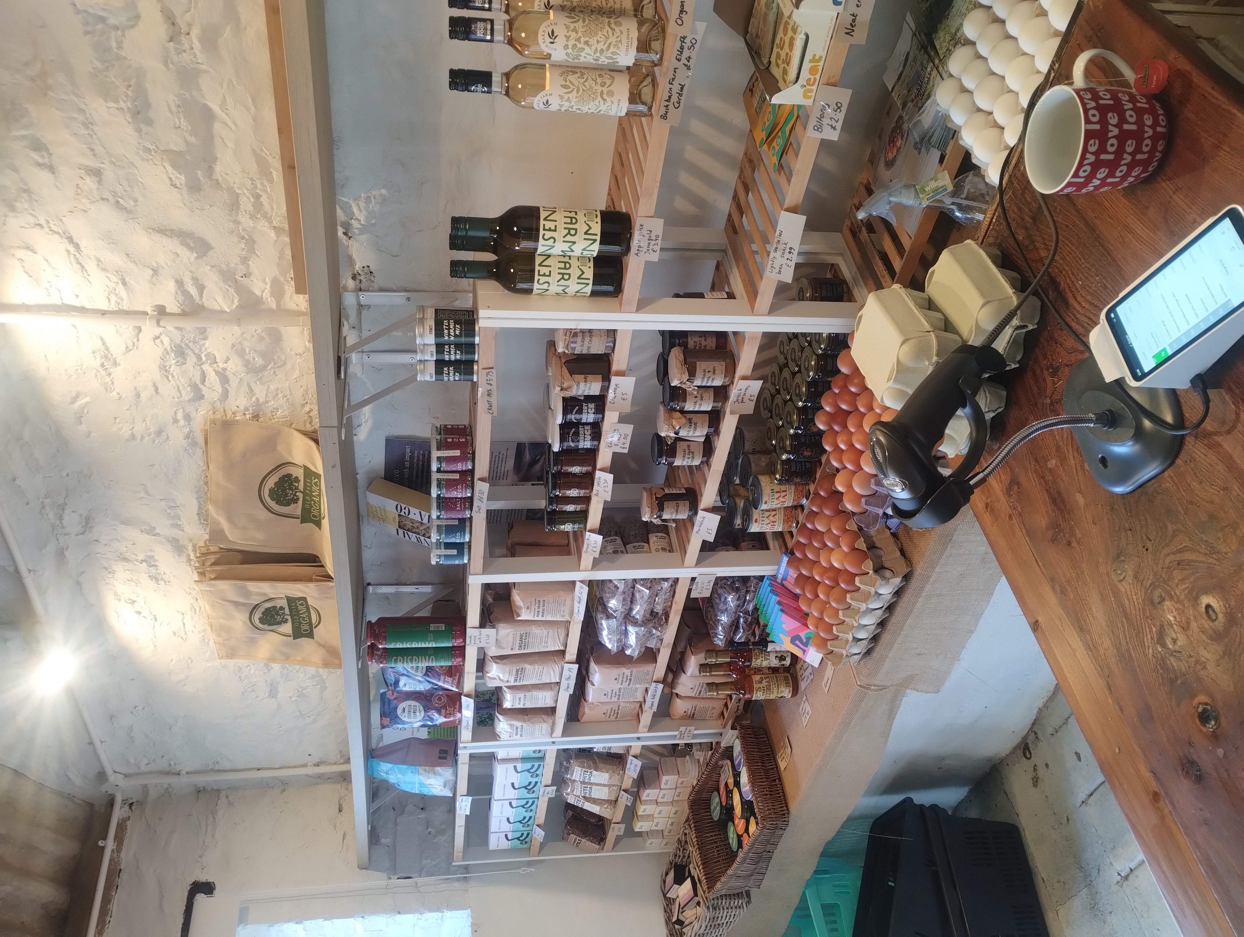 Old Park Organics Farm Shop interior showing local produce and products
