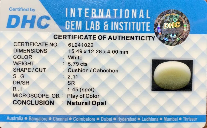 Natural Opal White 5.79 cts