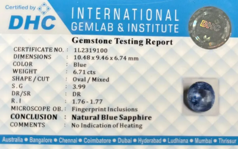 Natural blue Sapphire 6.71 cts
