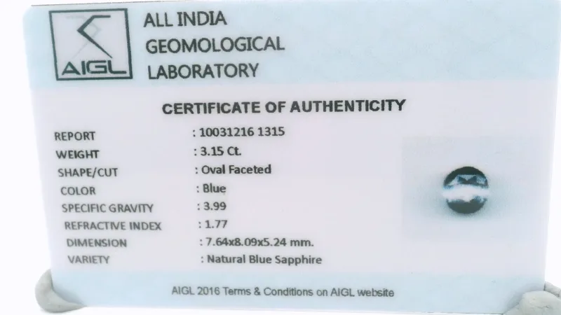 Natural blue Sapphire 3.15 cts