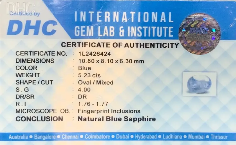 Natural blue Sapphire 5.23 cts
