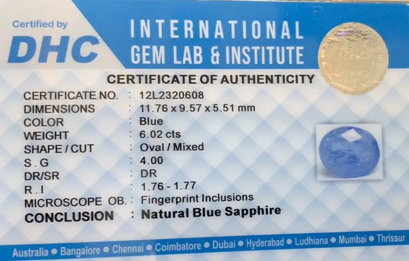 Natural blue Sapphire 6.02 cts