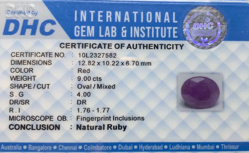 Natural Ruby 9.00 cts