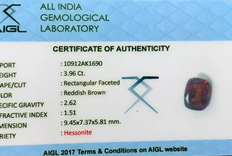 Natural Hessonite Reddish Brown 3.96 cts