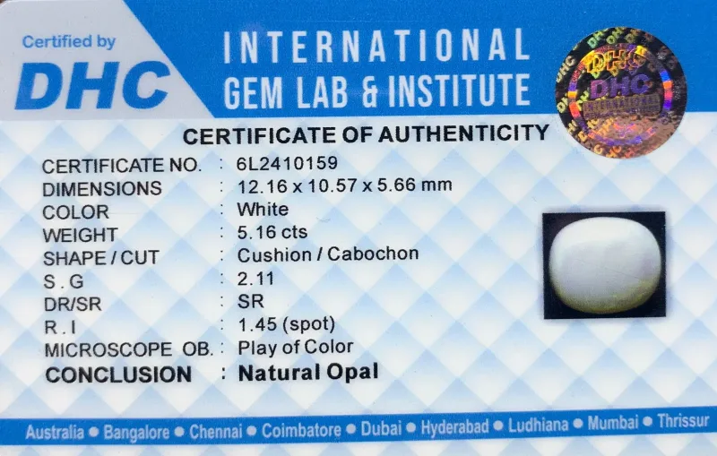 Natural Opal White 5.16 cts