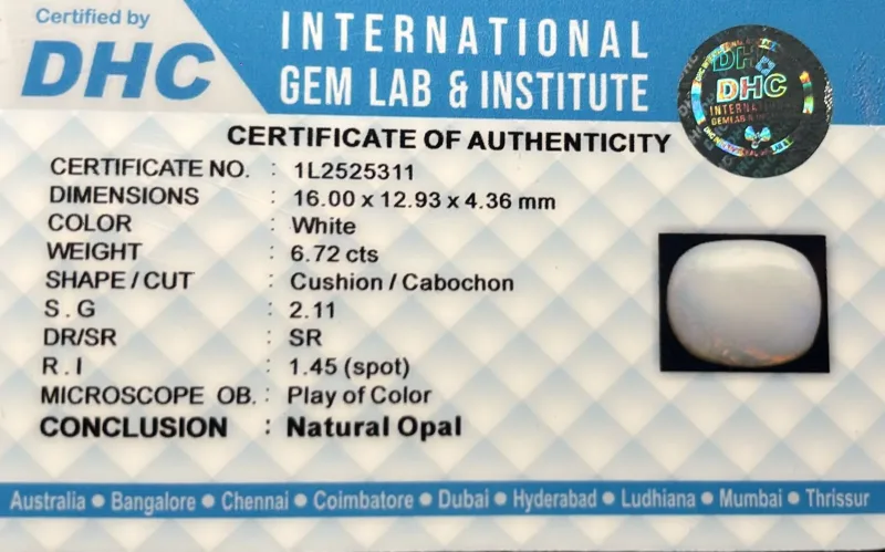 Natural Opal White 6.72 cts