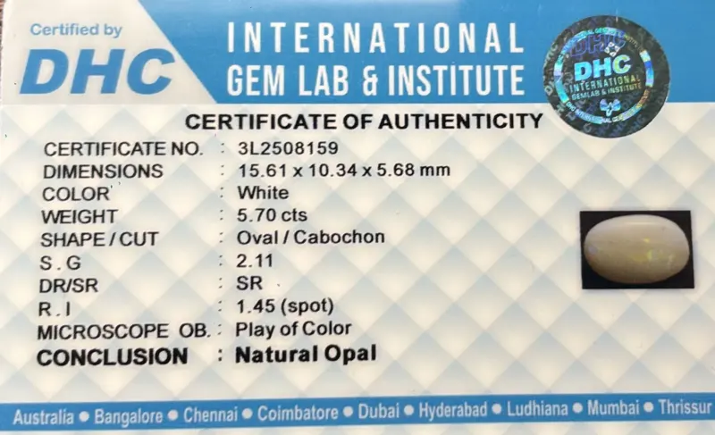 Natural Opal White 5.70 cts