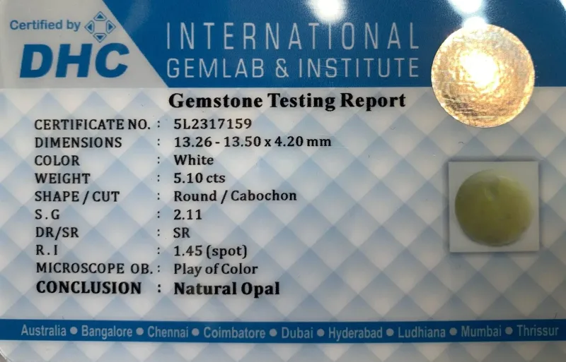 Natural Opal White 5.10 cts