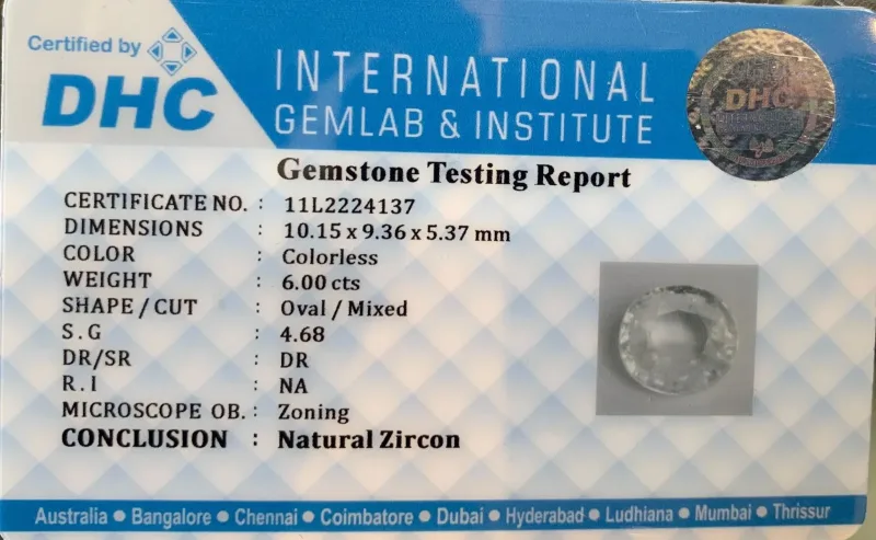 Natural Zircon 6.00 cts