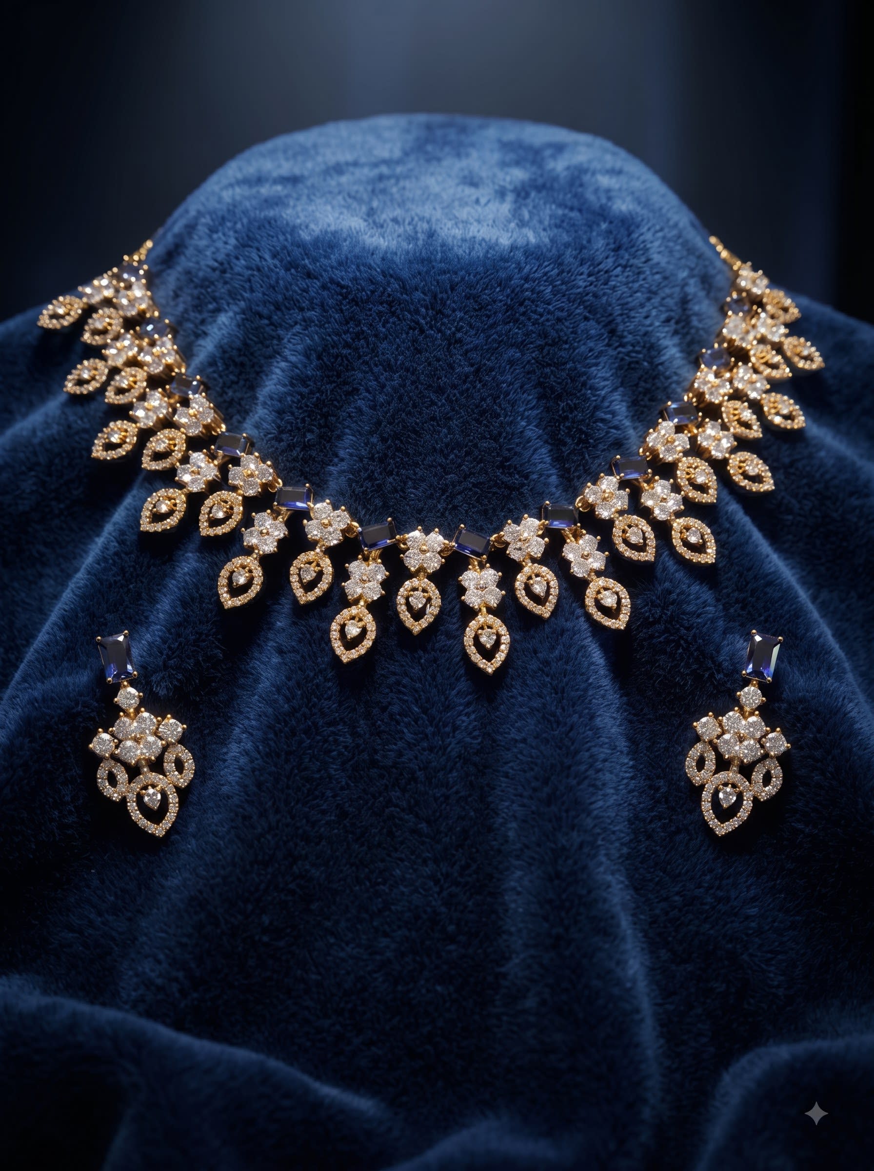 Royal Sapphire Cascade Necklace Set