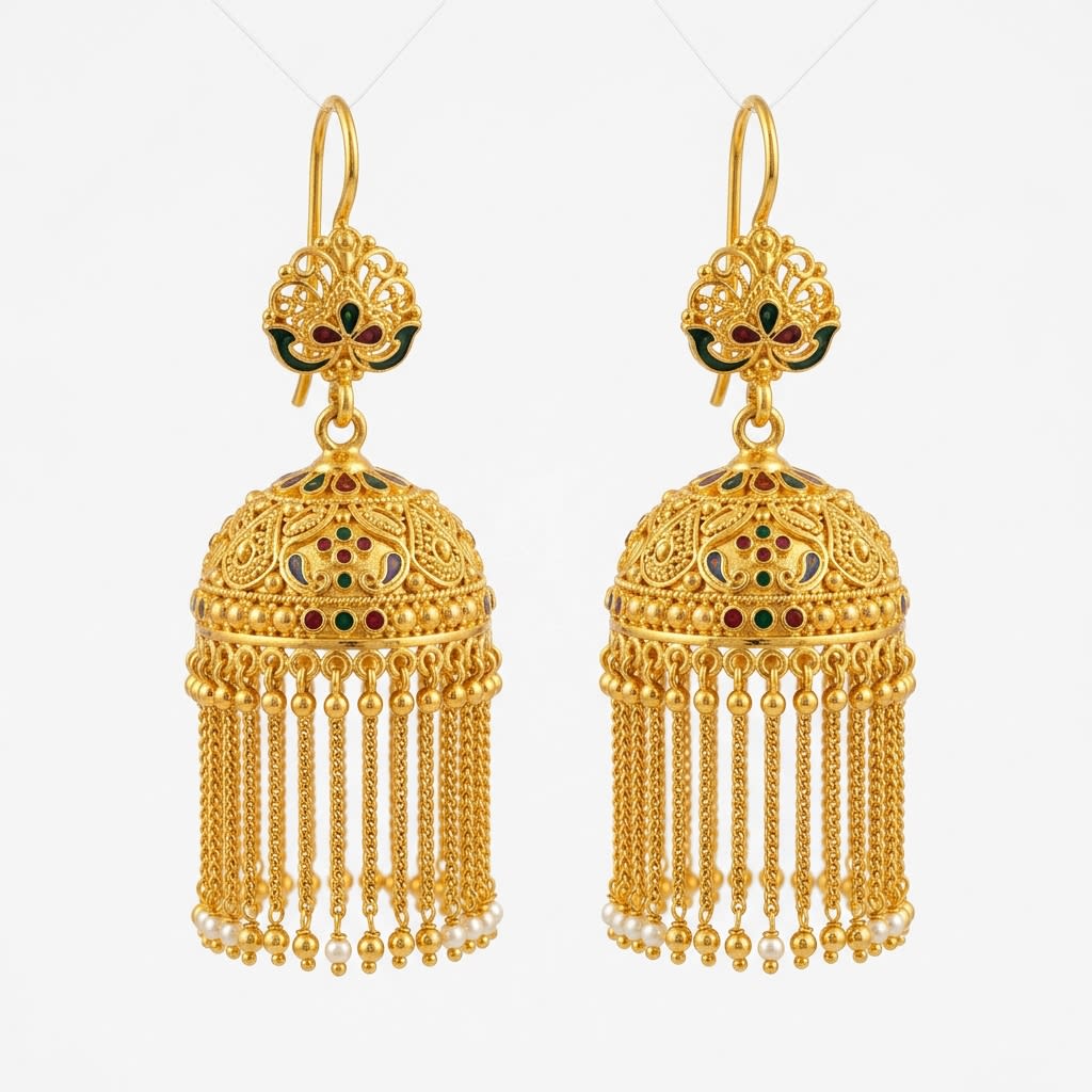 Temple Coin Jhumka detail