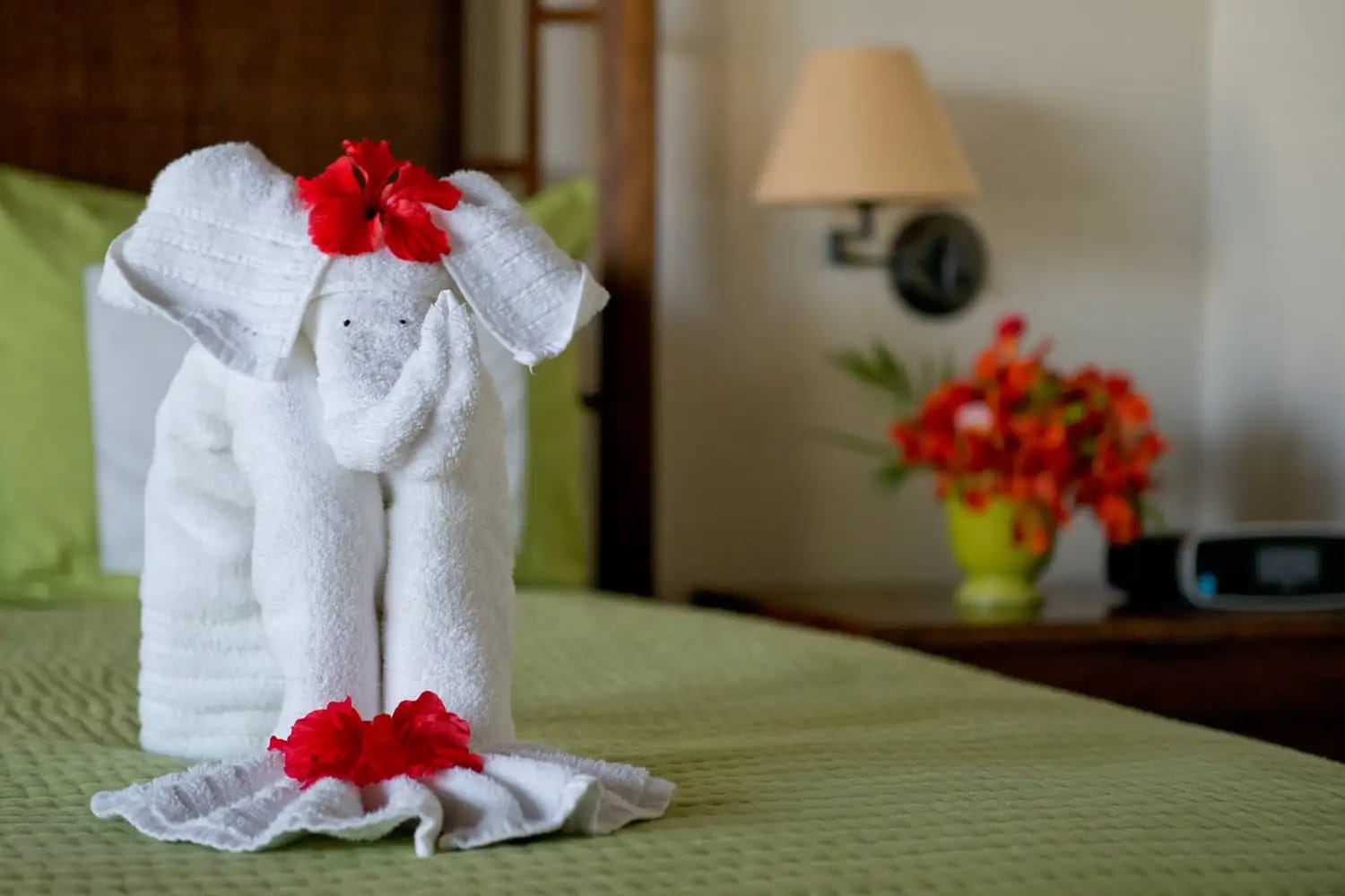 Bed details with folded towels