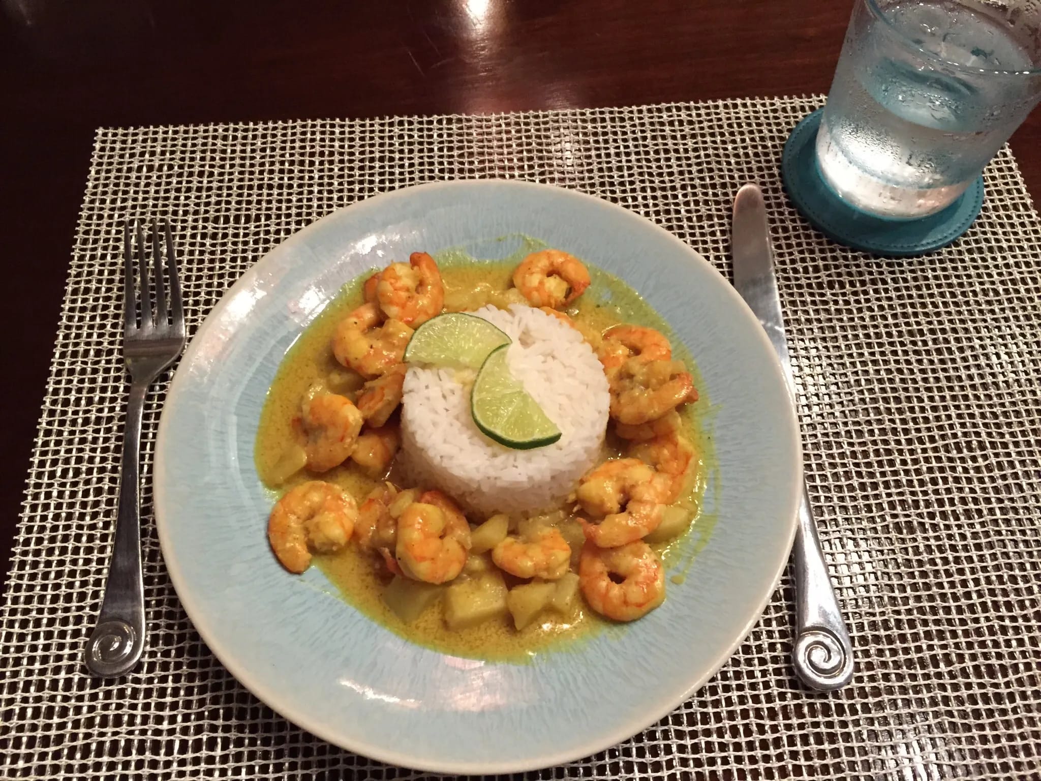 Shrimp dinner plated