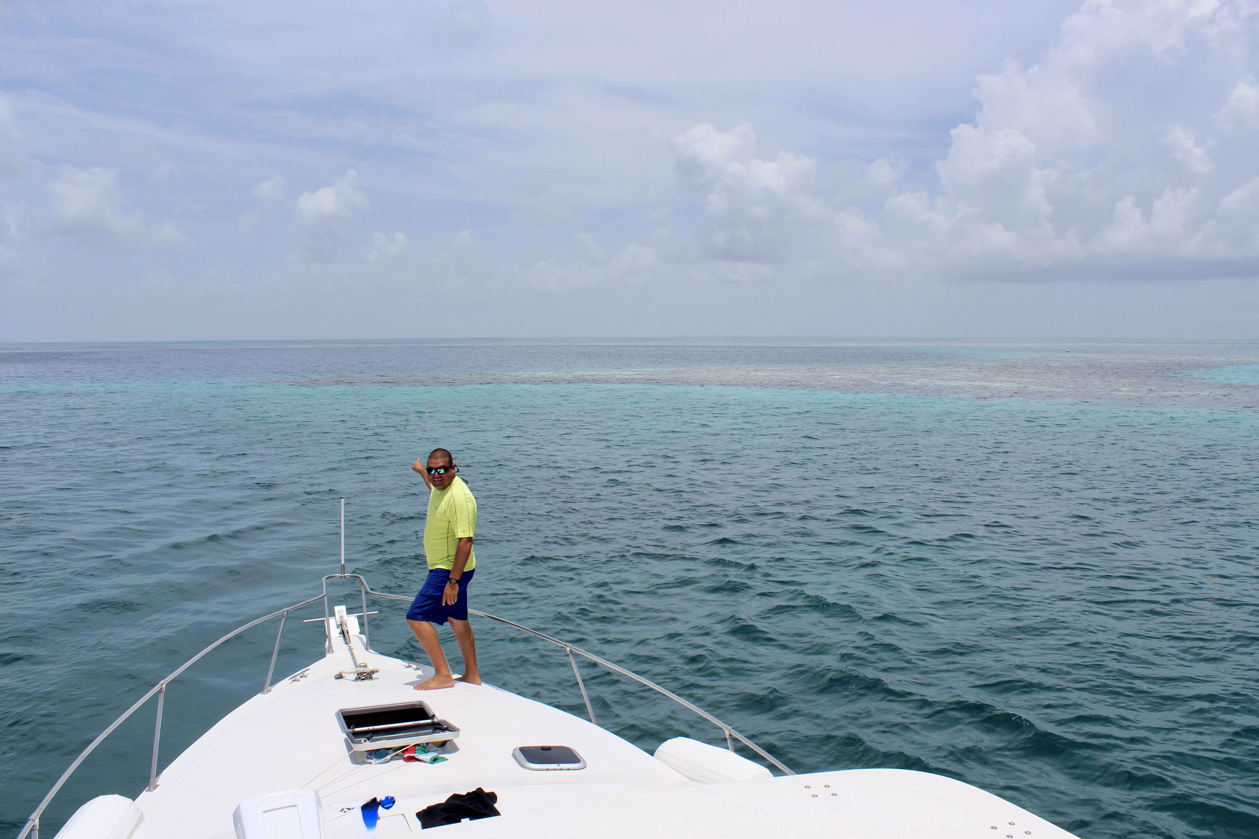 Gil at the front of the boat