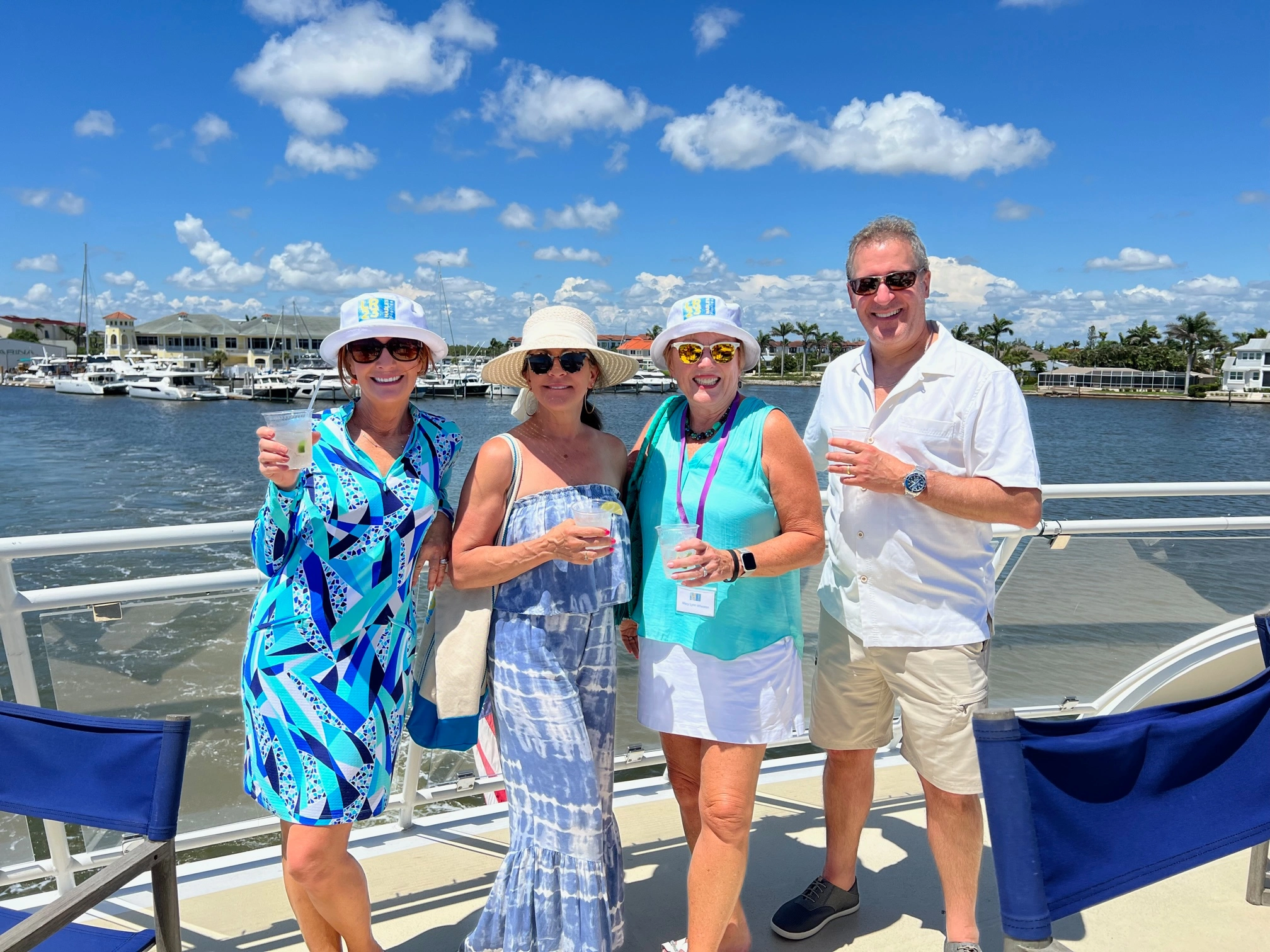 Aerial view of attendees enjoying a boat experience during the retreat