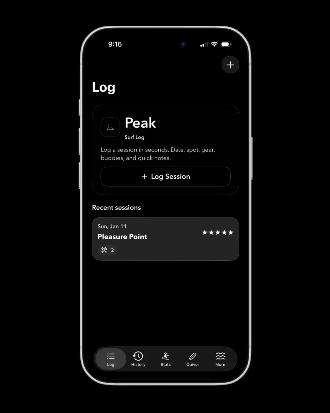 Peak surfing app preview