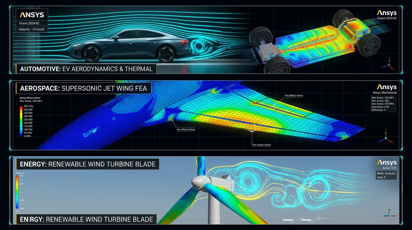 Simulasi Multiphysics Ansys Lintas Industri: Otomotif EV, Aerodinamika Dirgantara, dan Turbin Energi