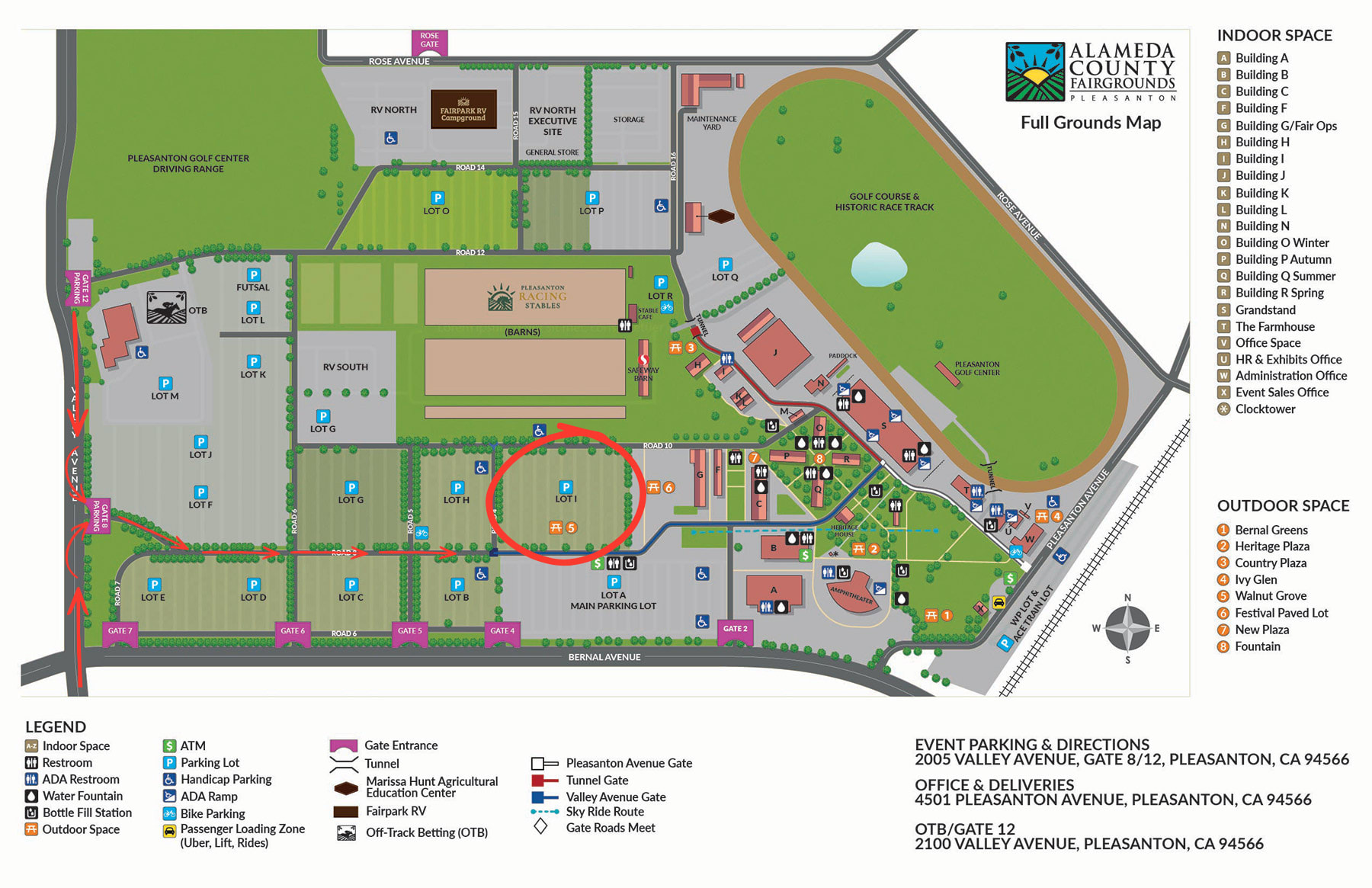 Alameda County Fairgrounds: UCON BBQ event map showing parking, entrance, and event areas