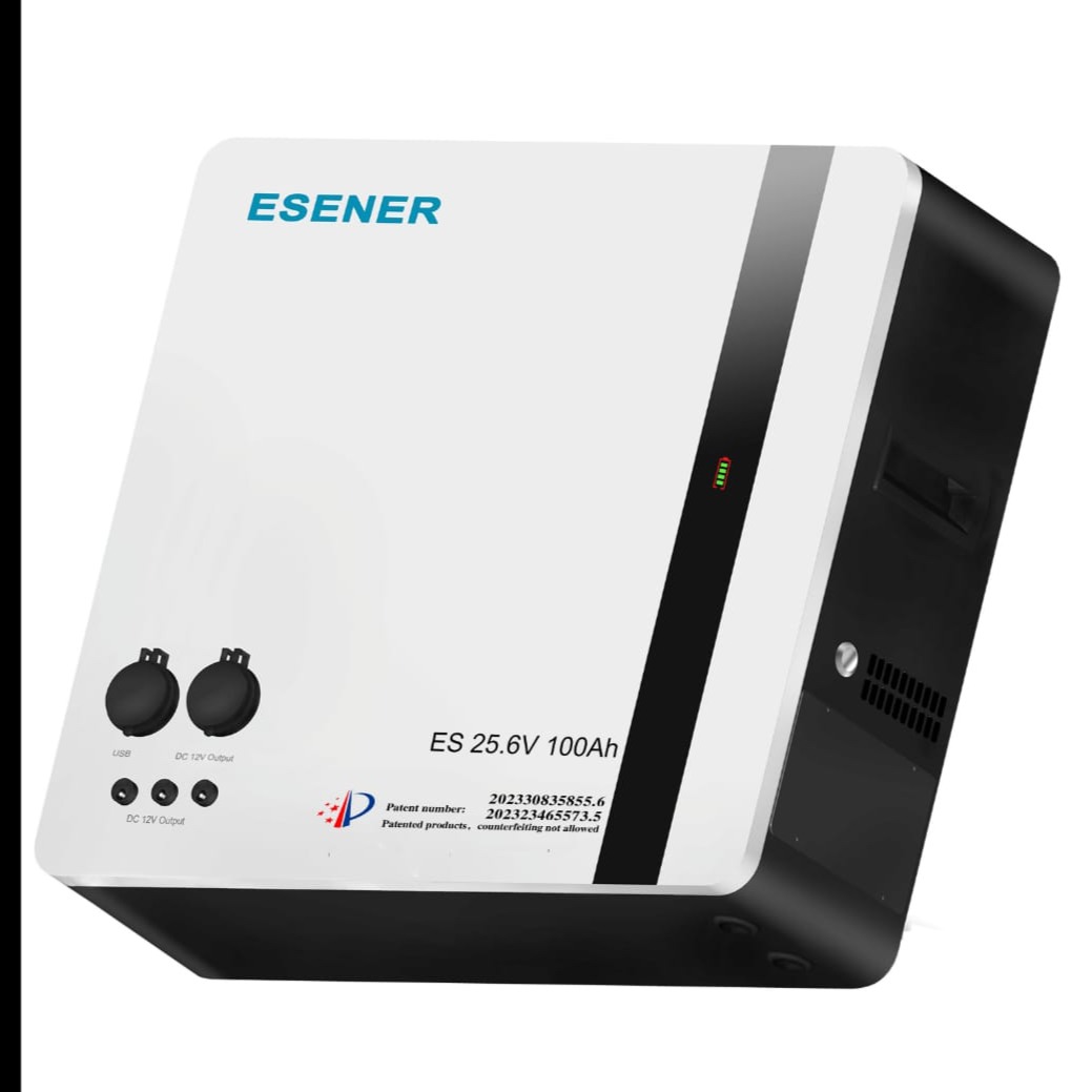 Esener 25.6V 2.56kWh 100Ah Lifepo4 Lithium Wall Mount Battery