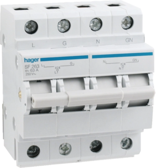 Manual changeover switch 63A-2P din