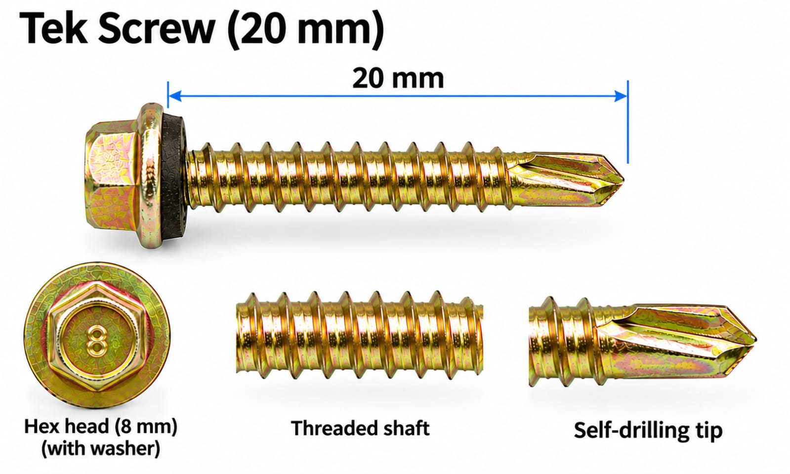 Tek Screw with bonded washer 8x20mm