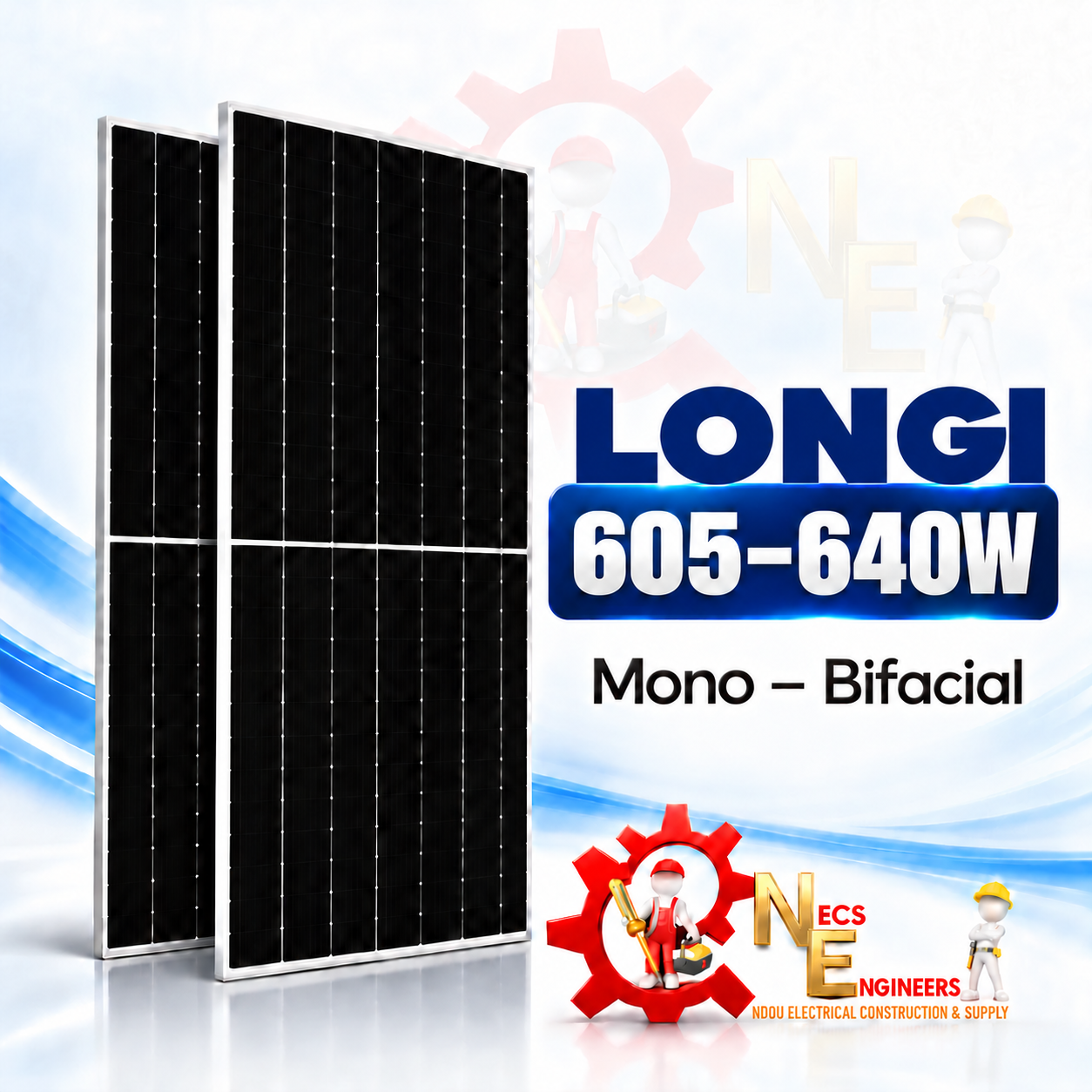 Solar panel 605-640W LONGI mono - bifacial 