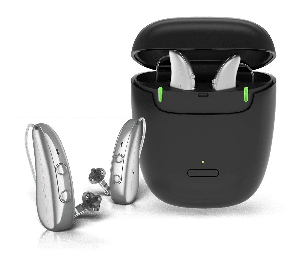 hearing aids in the case box