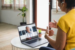 Lady using telehealth