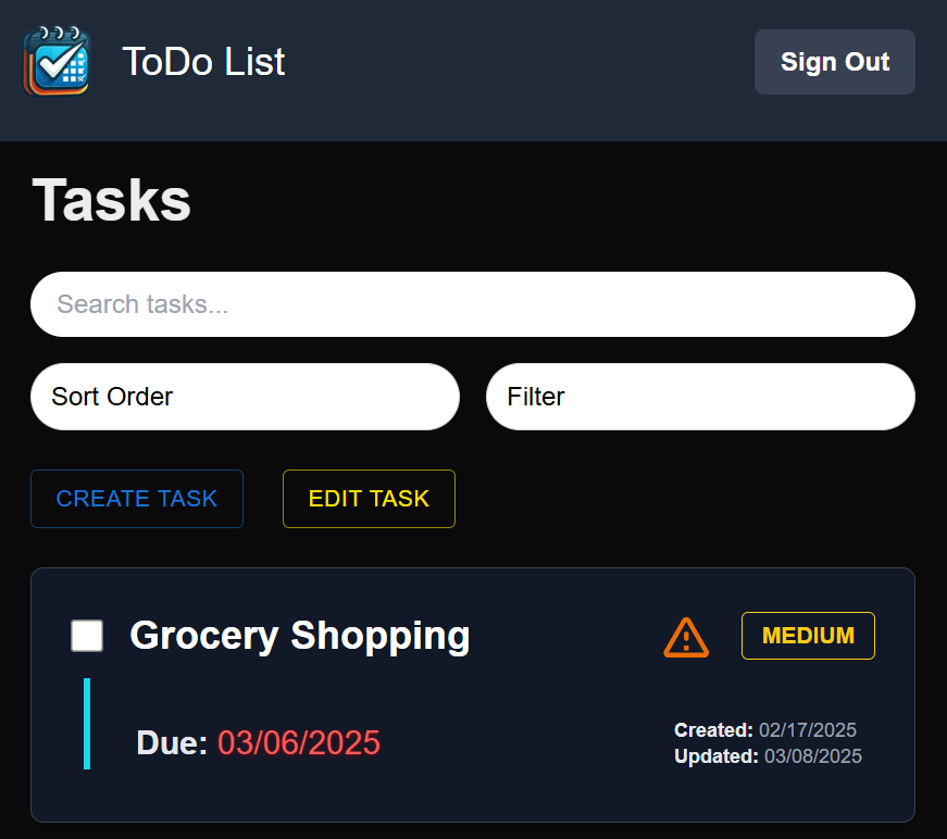 Task Manager Todo List
