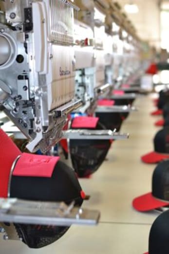 Embroidery production in-house at American Casual