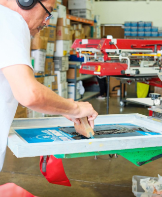 Screen printing closeup