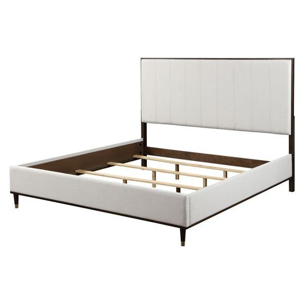 Carena - Light Gray Fabric and White and Brown Finish 