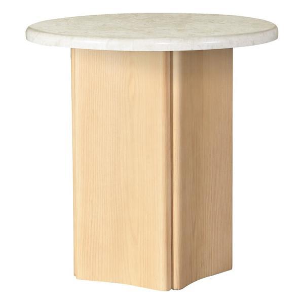 Qwin End Table with Marble Top and Oak Finish Frame 