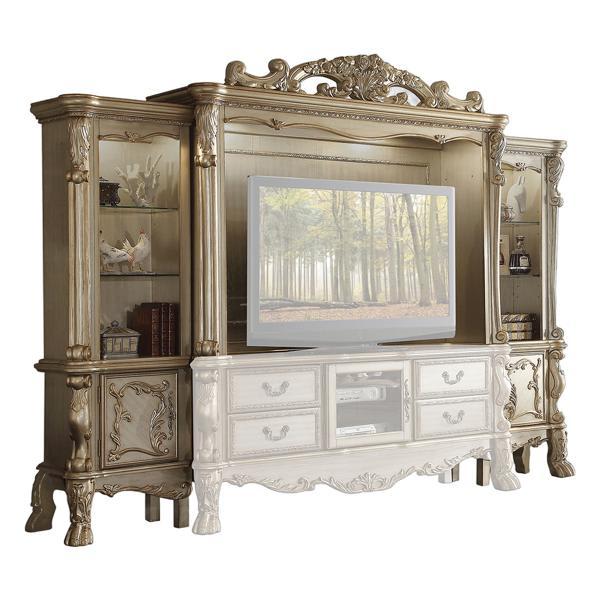 Dresden Entertainment Center - Gold Patina and Bone Finish 