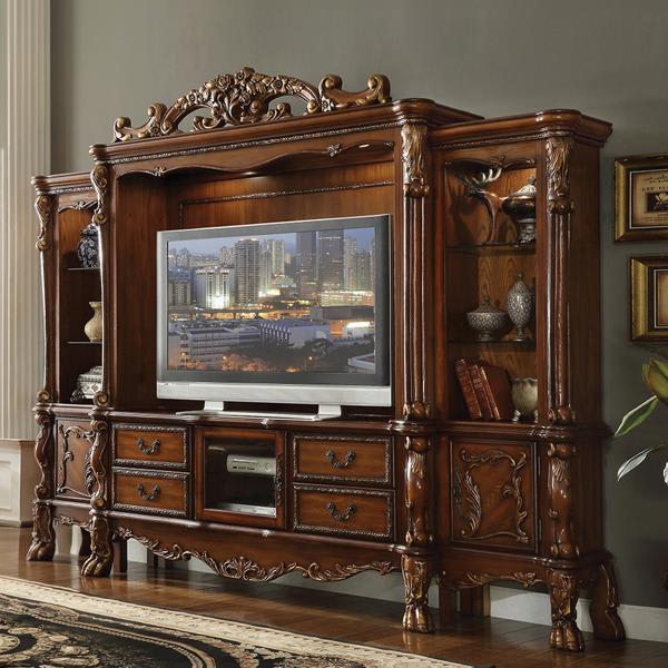 Dresden - Traditional Entertainment Center with Touch Light - Cherry Oak 
