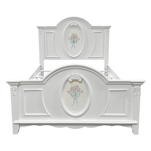 Flora Full Bed with Storage Drawers - White Finish 