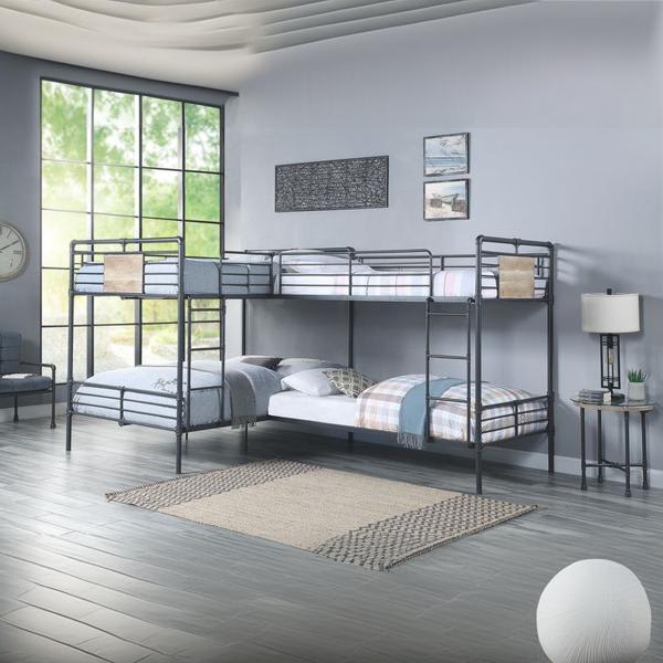 Cordelia Double Twin and Double Full Bunk Bed - Sandy Black - Dark Bronze Hand - Brushed Finish 