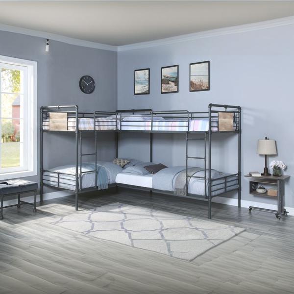 Cordelia Quadruple Twin Bunk Bed - Sandy Black - Dark Bronze Hand - Brushed Finish 