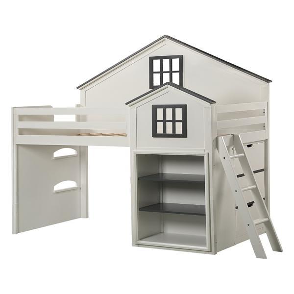 Ratana Loft Bed - Gray and White Finish 