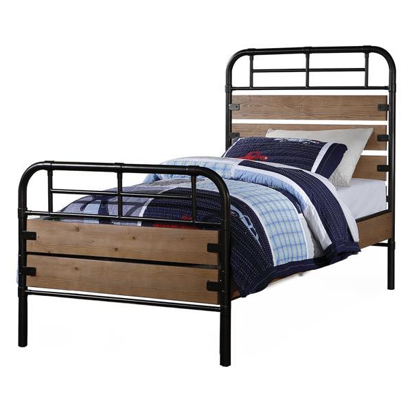 Adams Twin Bed - Antique Oak and Black Finish 