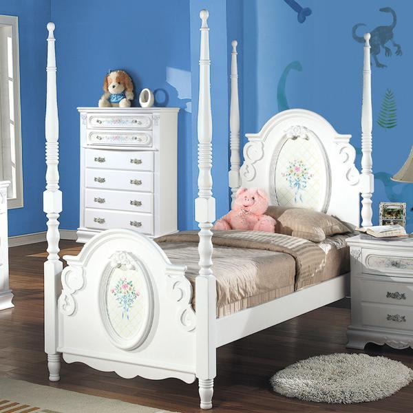 Flora Twin Bed W - Poster - White Finish 