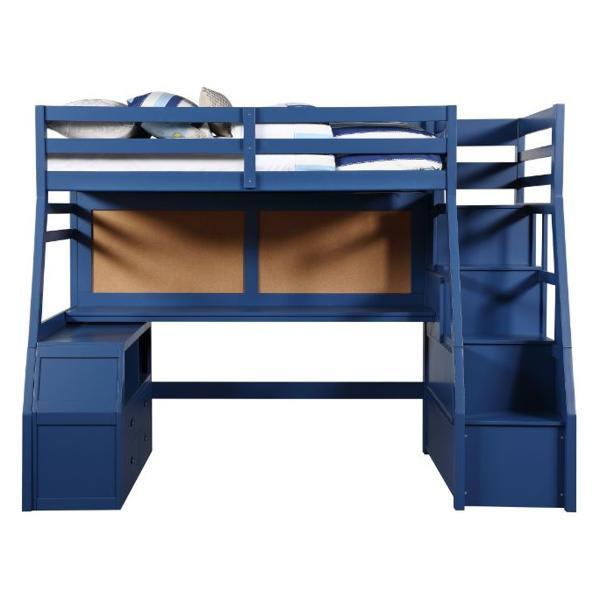 Jason II Twin Loft Bed W - Storage - Navy Blue Finish 
