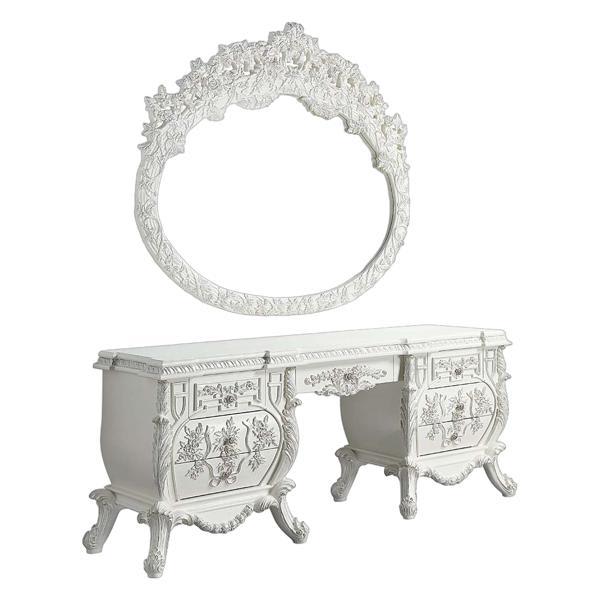 Vanaheim Vanity Desk - Antique White Finish 