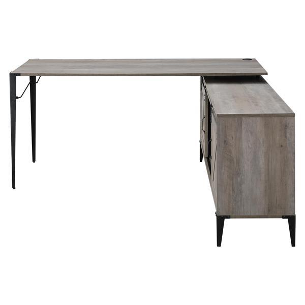 Zakwani Writing Desk with Storage Cabinet - Gray Oak and Black Finish 