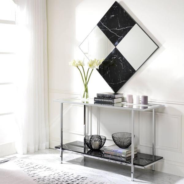 Angwin Accent Mirror - Mirrored and Faux Marble Top 
