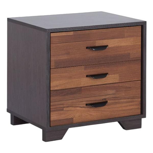 Eloy Accent Table with 3 Drawers - Walnut and Espresso Finish 