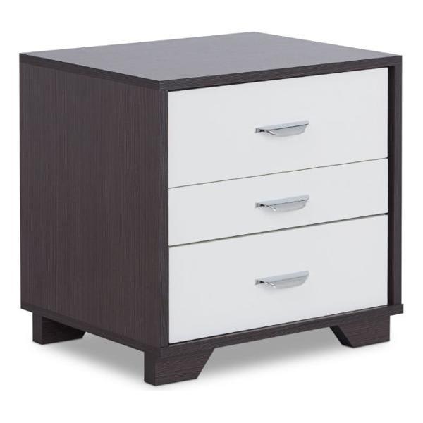 Eloy Accent Table with 3 Drawers - White and Black Finish 