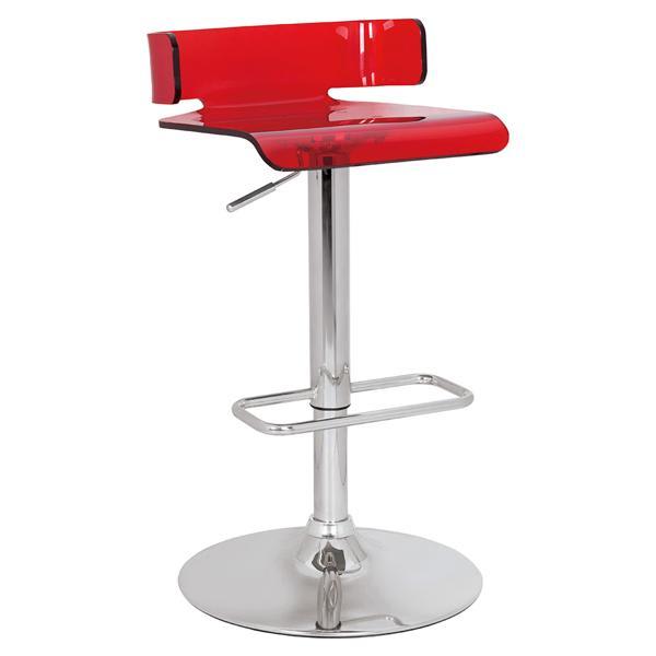 Rania Adjustable Stool with Swivel - Red and Chrome Finish 