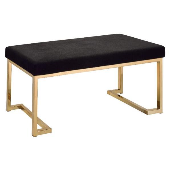 Boice Bench - Black Fabric - Champagne Finish Metal Base 